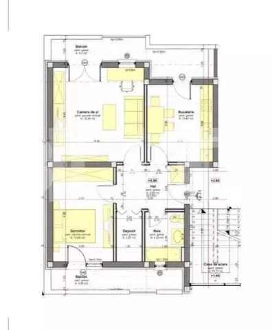Apartament semifinisat cu CF, 58mp, incalzire in pardoseala, 2 dormitoare, parcare, in Apahida