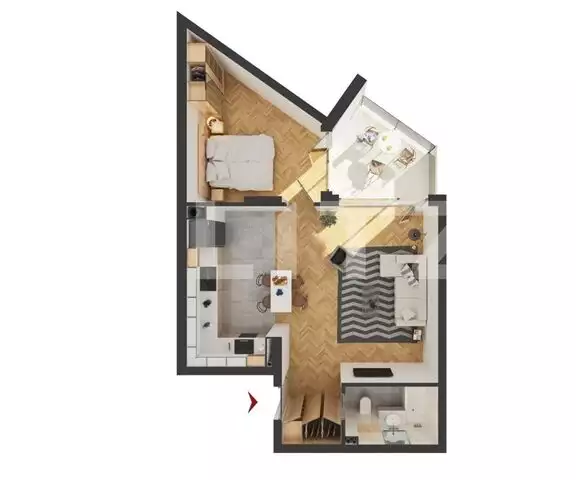 Apartament in ansamblu nou, 2 camere, 62 mp, balcon 9 mp, finisat