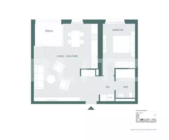 Apartament 2 camere, 54 mp utili, terasa 