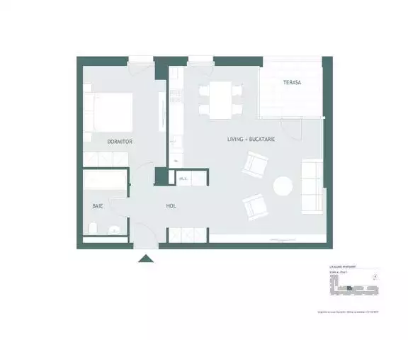Apartament 2 camere, 59 mp utili, terasa si parcare inclusa