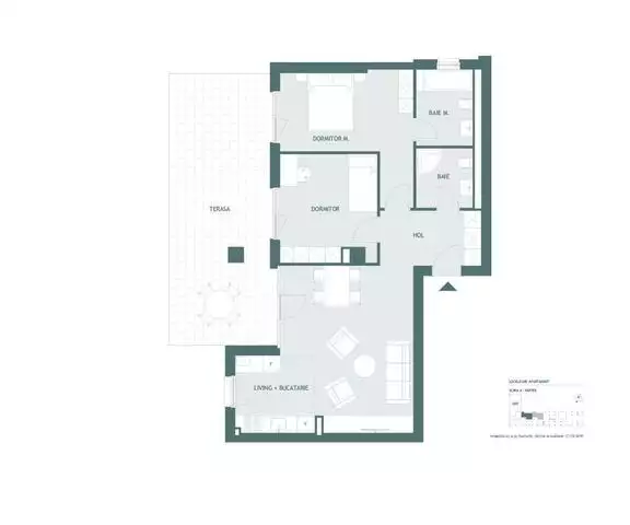 Apartament 3 camere, 73 mp utili, terasa 33 mp