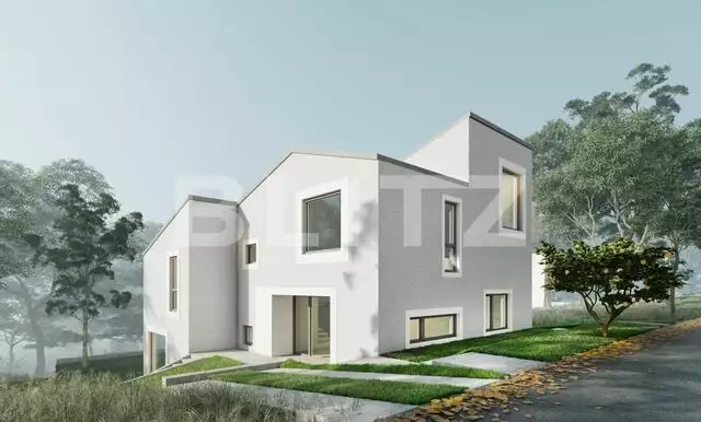 Casa cuplata moderna DEZMIR ,114 mp utili ,teren 250 mp cu panorama Deosebita in ansamblu de case Premium