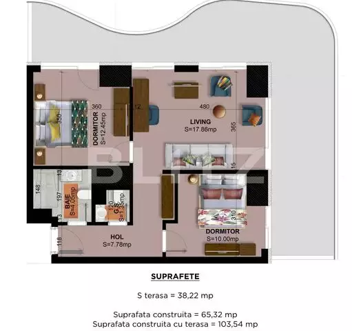 Apartament in ansamblu exclusivist, 3 camere, terasa de 38.22mp