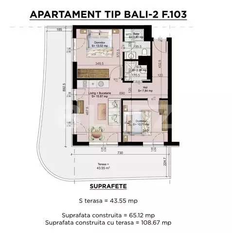 Apartament in ansamblu exclusivist, 3 camere, terasa de 43.55mp