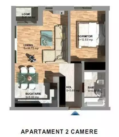 Vanzare apartament de 2 camere, logie, etaj intermediar