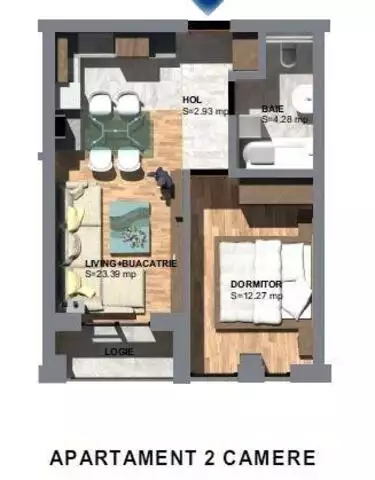Apartament cu 2 camere, terasa - 16 mp, TORONTALULUI