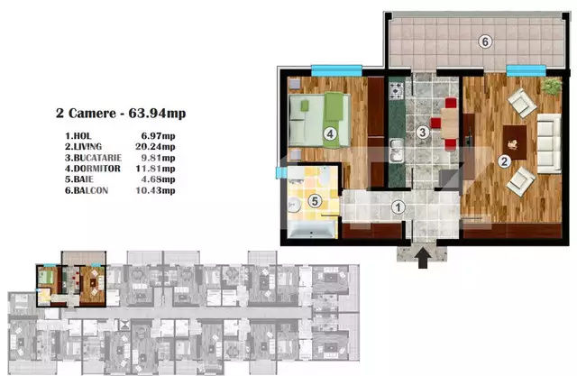 Apartament 2 camere, 64 mp, imobil nou, zona Metalurgiei 