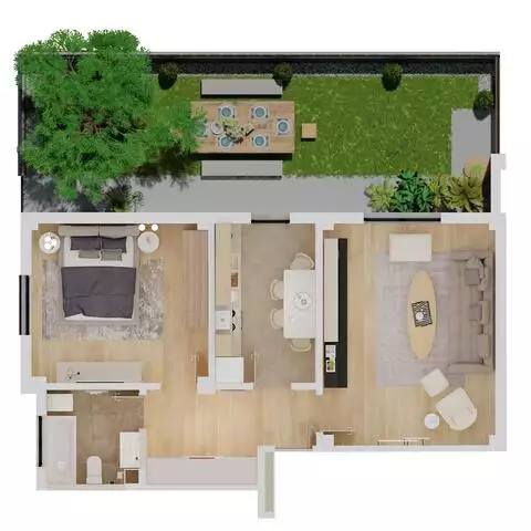 Apartament de 2 camere, 55 mp, gradina 37 mp! Zona Veteranilor! 