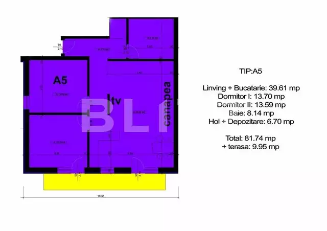 Apartament 3 camere de 81.74 mp si terasa de 9.95 mp, zona Selimbar