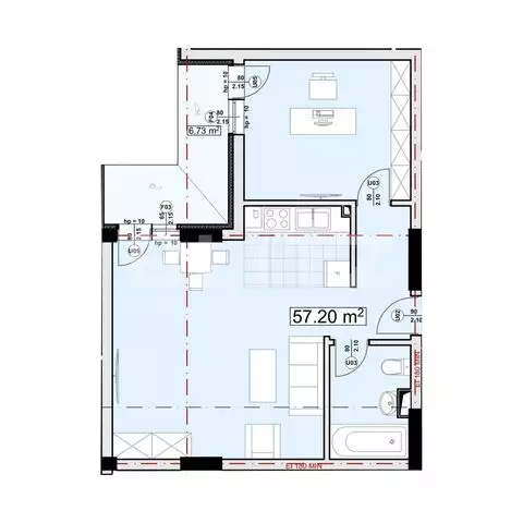 Apartament 2 camere, 64 mp