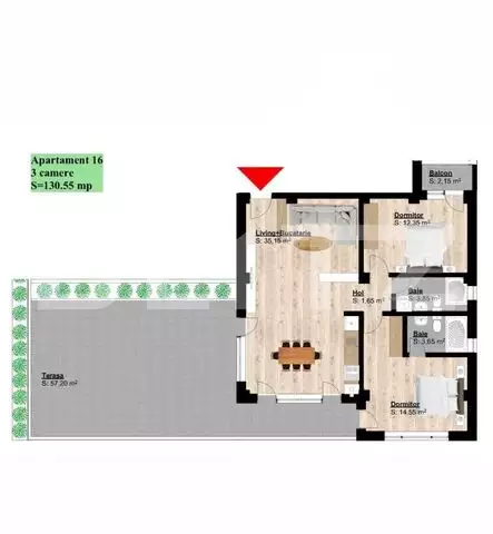 Exclusivitate! Apartament de 3 camere,130.55 mp, finisaje premium, terasa, zona Brestei!