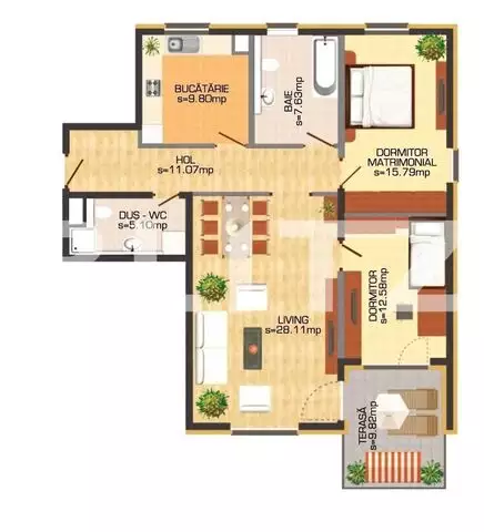 Apartament 3 camere, 100 mp, boxa inclusa, cartierul German, Chitila