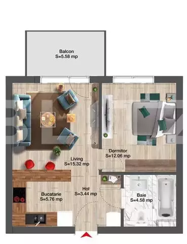 Studio in complex rezidential premium, 57 mp, zona exclusivista Viticultori 