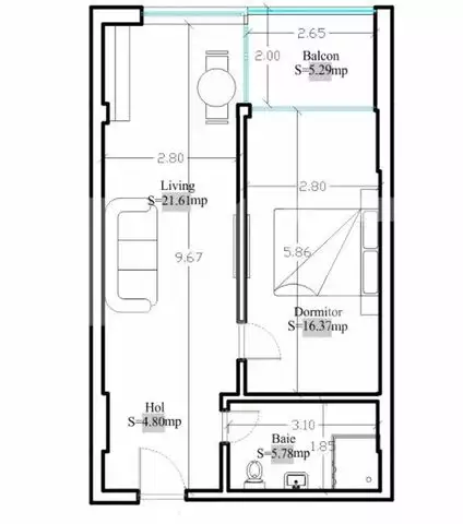 Apartament 2 camere, 56,01 mp, balcon 5,29 mp, zona exclusivista Mamaia Nord