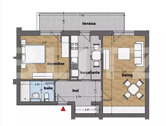 Apartament 2 camere, 68,64 mp, zona Pallady