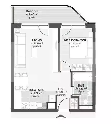 Apartament cu CF de 2 camere, etaj intermediar, Eroilor, Floresti 