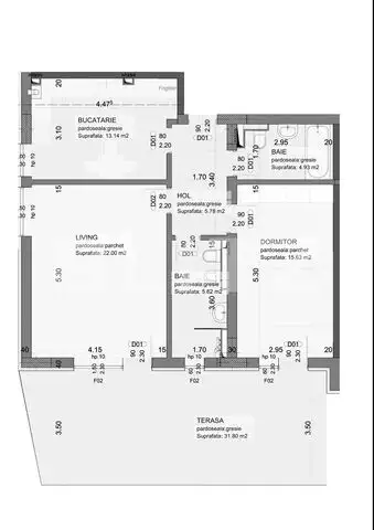 Apartament 2 camere, 67 mp, gradina 32 mp