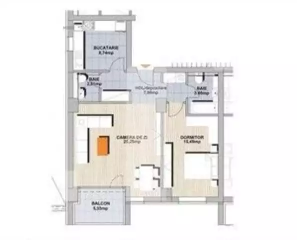 Apartament 2 camere , 63,3 mp, zona Noua