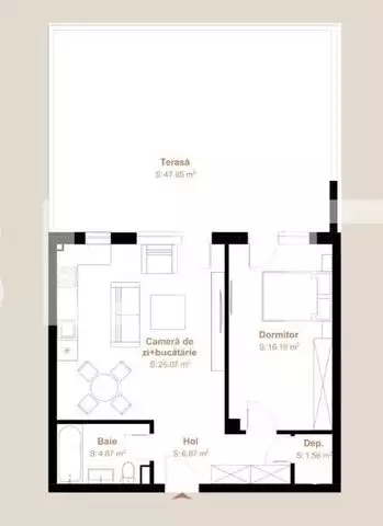 Apartament 2 camere, 54,15 mp + terasa 47,85 mp, zona exclusivista Vivo