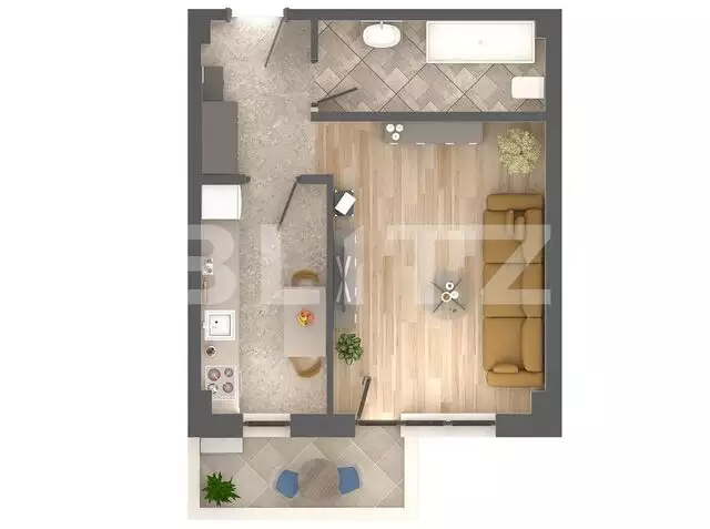Apartament 1 camera, 40.77 mp, etaj intermediar, zona Nicolina