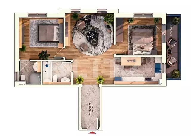 Apartament 3 camere, 70 mp, 6 mp balcon, parcare subterana