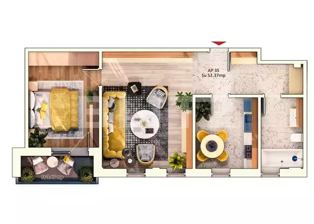 Apartament 2 camere decomandate, 55 mp, 4 mp balcon, parcare subterana