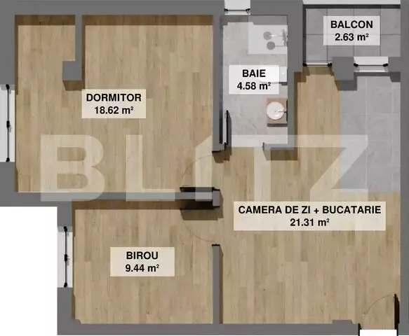 Apartament de 3 camere, 54 mp, balcon, zona Pielesti