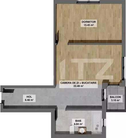 Apartament 2 camere, 54,42 mp, balcon, zona Pielesti