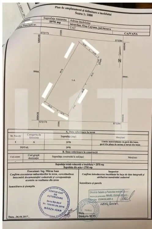 Teren intravilan, 2970 mp, zona Cajvana 