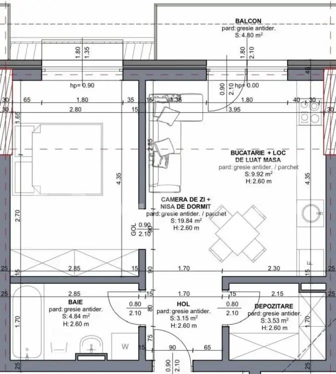 Apartament 2 camere, 41 mp, etaj intermediar, CF, Beta Residence