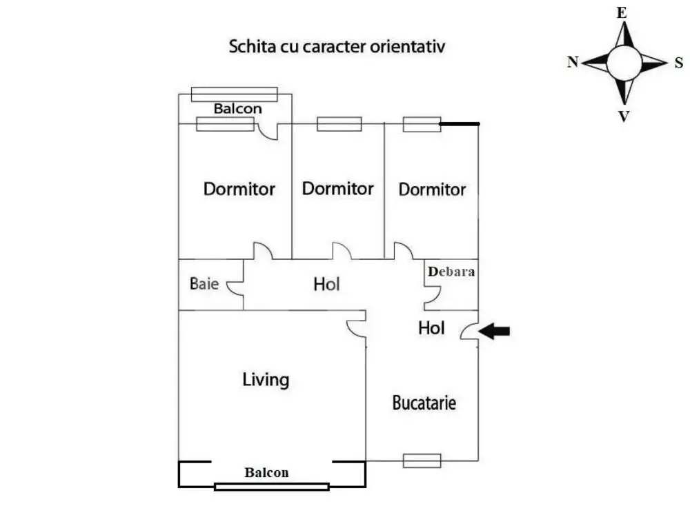 Apartament 4 camere, 78 mp utili, 2 balcoane, 2 garaje, zona Centrala