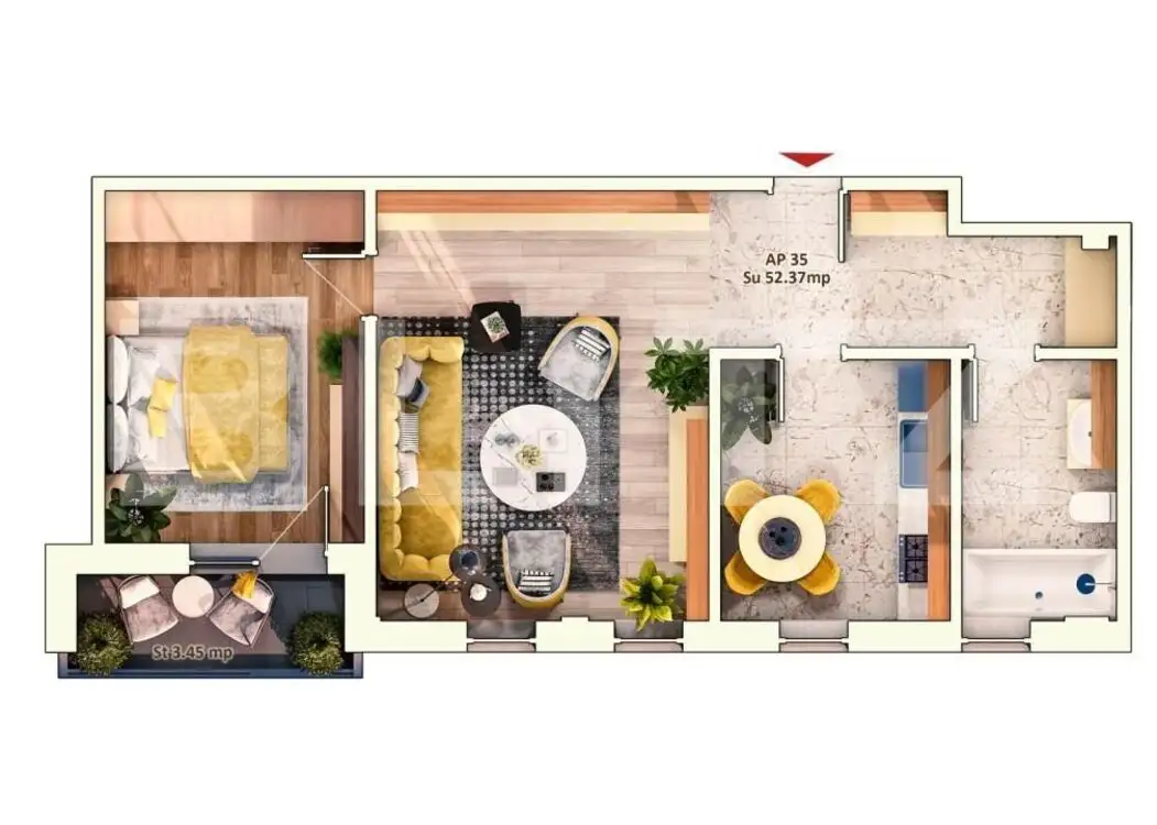 Apartament 2 camere decomandate, 55 mp, 4 mp balcon, parcare subterana