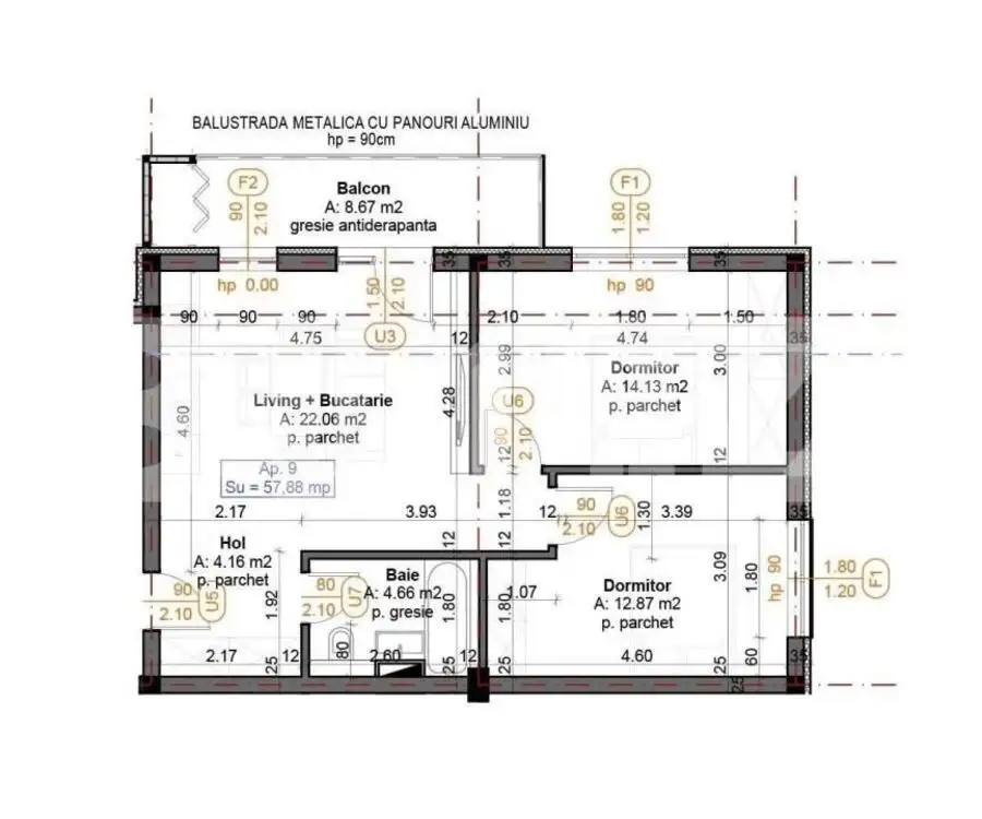 Apartament finisat, cu 3 camere, 58mp + pod, parcare, in imobil nou, in Apahida