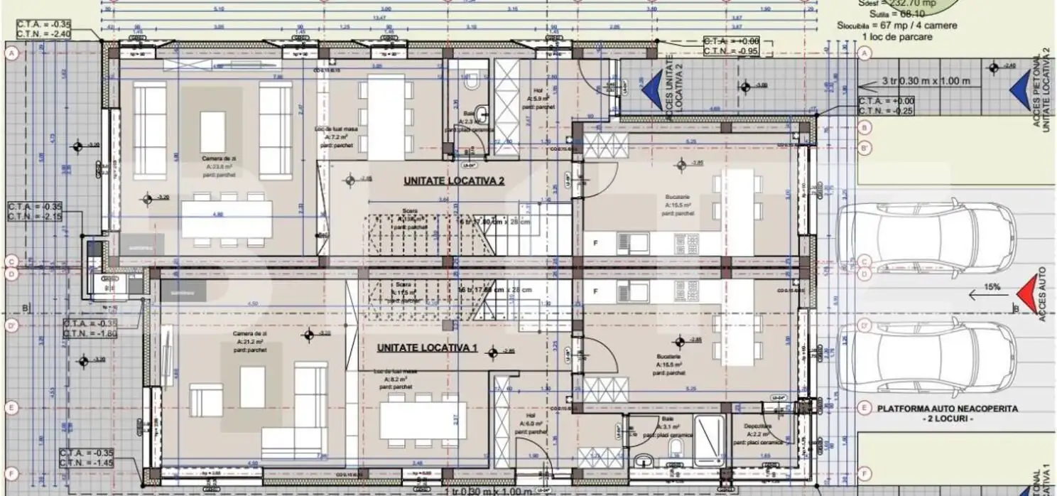 Duplex  210  mp utili , teren 280 mp, finisat , zona Iris 