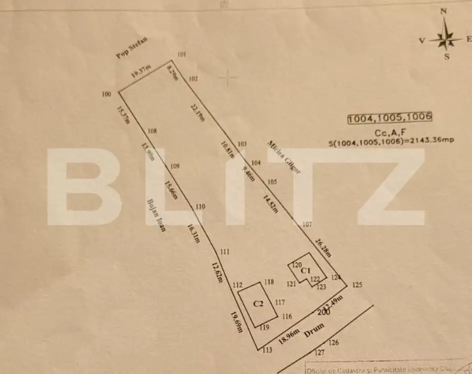 Teren 2143 mp, feleacu, intravilan, cu sura si casa demolabila