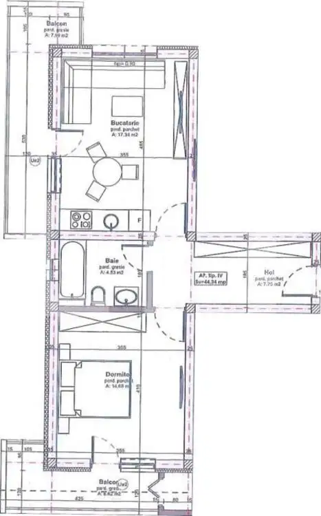 Imobil nou! Apartament cu 2 camere, semifinisat, 44 mp, zona Apahida