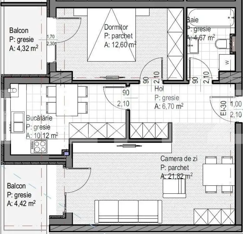 Apartament 2 camere finisat, 56 mp utili, 2 balcoane, etaj intermediar, Sopor!