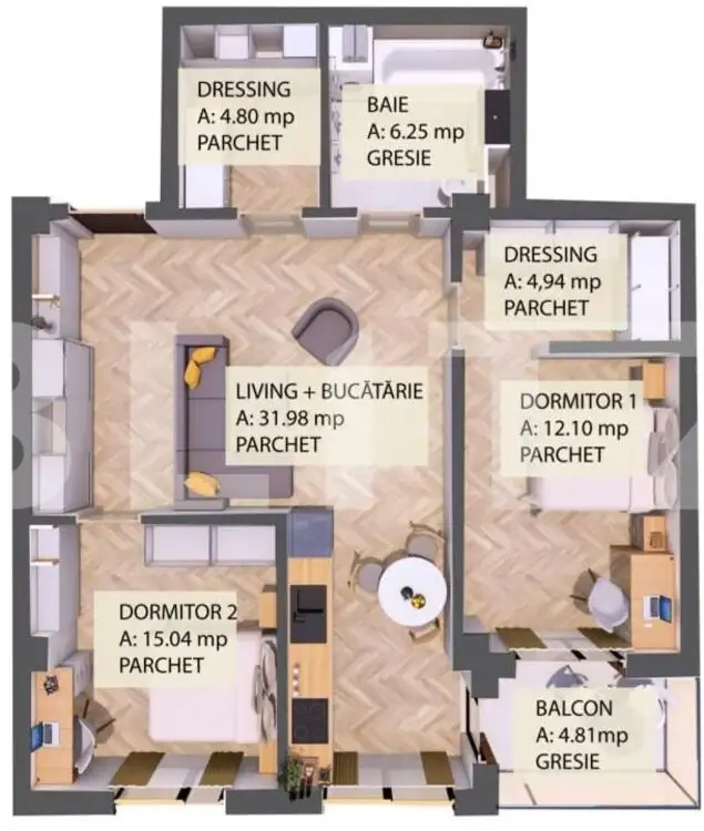 Apartament, 3 camere, 72mp, zona Radauti