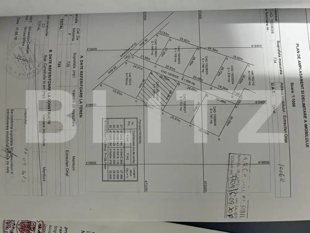 Teren extravilan, trei parcele în suprafață totală de 1753 mp, Orlat