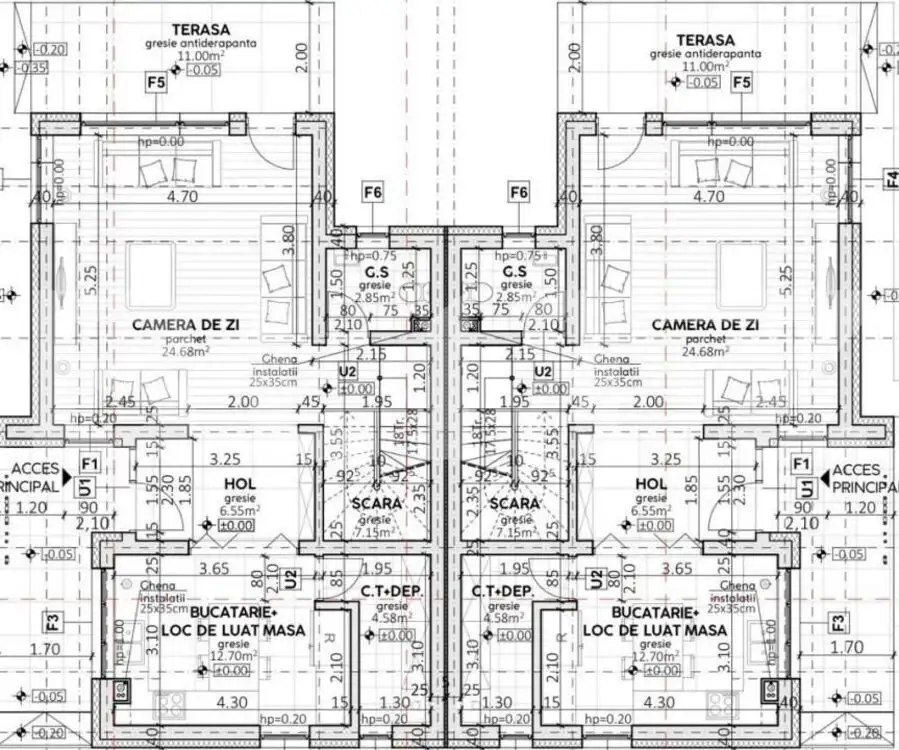 Duplex de vanzare 120 mp, 300 teren, Chinteni 