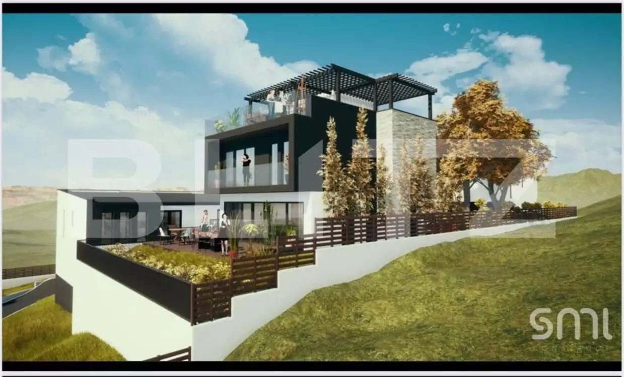 Casa individuala cu priveliste superba, 3 niveluri, arhitectura moderna, terase generoase, la 3 minute de Vivo 