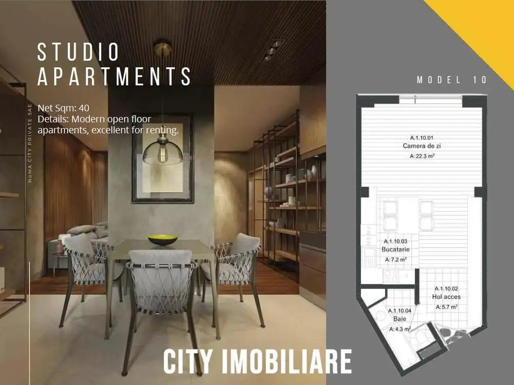 Apartament-Studio cu 1 camera, S-40mp, Manastur, NoMa City