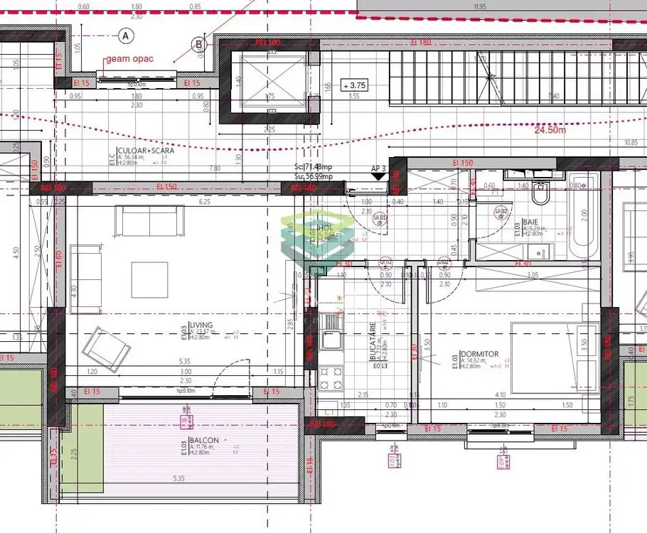 Zona Romana, apartament cu 2 camere de vanzare, 82 mp construiti