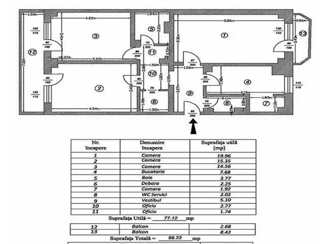 Vanzare apartament 3 camere Decebal bloc monolit