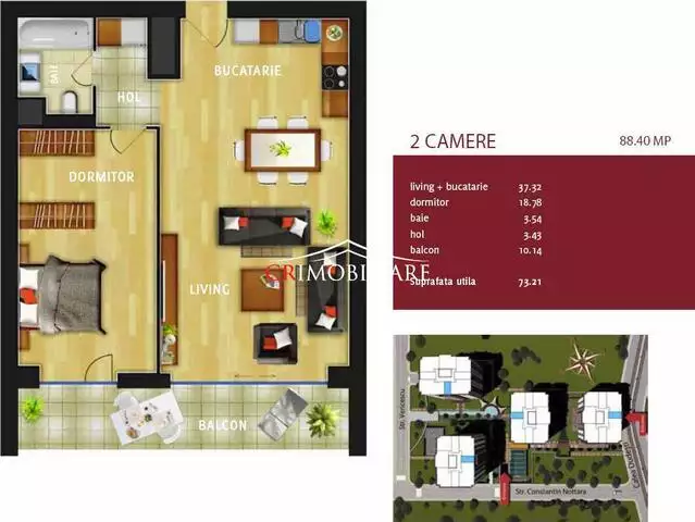 Vanzare apartament 2 camere InCity Residence