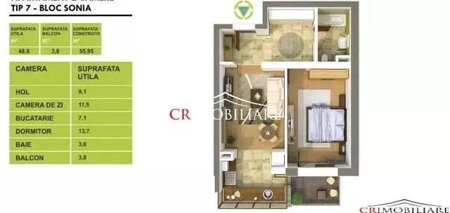 Apartament blou nou 2 camere de vanzare zona Berceni