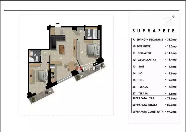 Vanzare apartament 3 camere Nerva Traian BLOC NOU