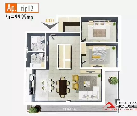 Apartament 3 camere Marasti, 100 mp utili, terasa 22 mp, COMISION ZERO