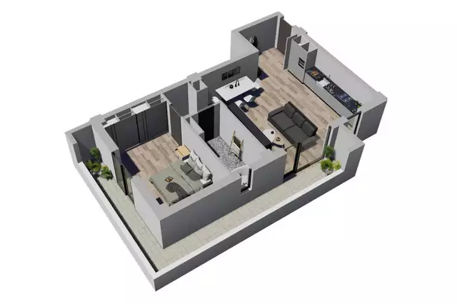 Apartament cu 2 camere - SemiDecomandat - Complex Nou si Modern in Giroc - V1661