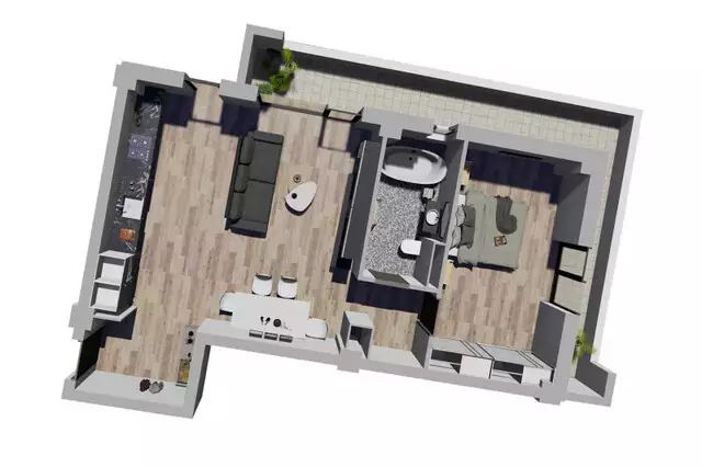 Apartament cu 2 camere - SemiDecomandat - Complex Nou si Modern in Giroc - V1662